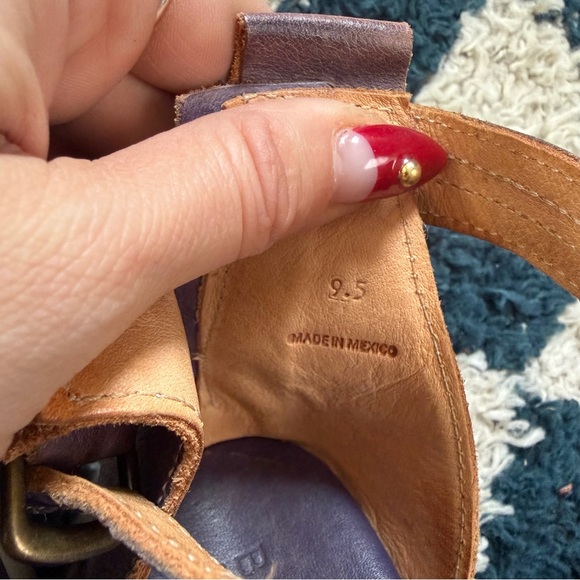 BED STU Carroll Purple Rustic Platform Leather Zip Back Sandal Size 9.5 - Picture 5 of 8